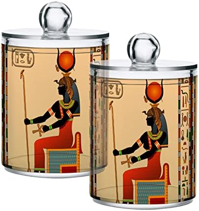 Religião antiga do Egito 2 Pacote de cotocolador de cotonete Organizador Distribuidor de plástico Recipientes