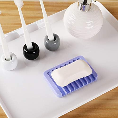 Comsaf 3 embalagem Silicone Soap Sopa Sopa Soop Bandey Soop Soap com bandeja de auto-drenagem para banheiro/cozinha/pia