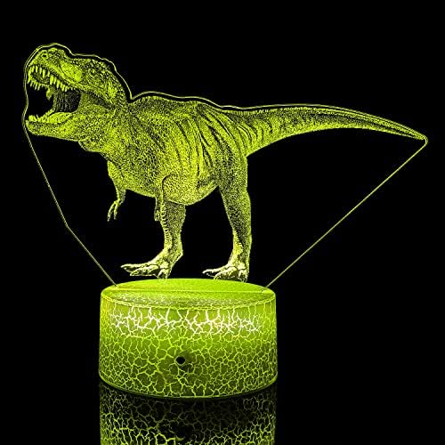 qiujonvy dinossauro luz noite, 16 cores alterando a luz noturna t rex, brinquedos de dinossauros se