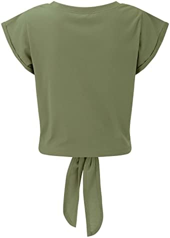 Camiseta de algodão leve tampo feminino amarra o verão top shirts sexy tampe arco tampo de cabeceira