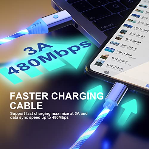 Light Up Android Charger Cable, cabo micro USB com interruptor de controle múltiplo, LED de cabo de carregamento