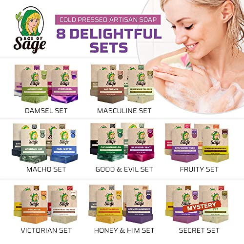 Age Of Sage Natural Bar Soap Gift Conjunto para homens e mulheres - Banho vegano Banho artesanal Processo frio Sabonete