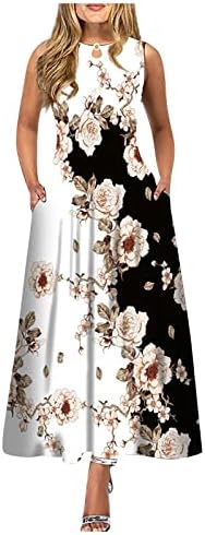 Impressão feminina Big Hem Dress Wave Crew pescoço vestidos mangas do vestido maxi floral Vestido elegante