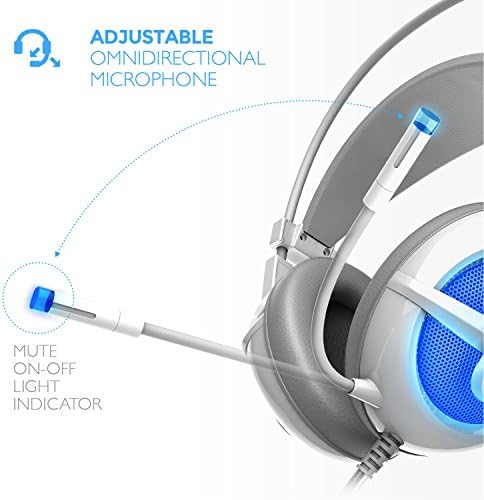 SentEy Gaming Headset Orbeat White GS-4440 Nível de audiófilo fones de ouvido estéreo para PC, Mac e todos os dispositivos analógicos de 3,5m, USB2.0 + 2 x 3,5 mm plugues