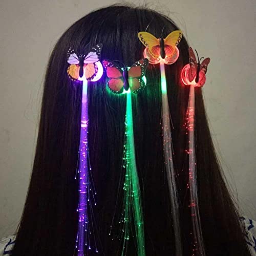 5pcs LED Hairpiece Clip, 6pcs Light-Up Fiberpic Optic Hair Barrette para clipe multicolor de Halloween Barrettes