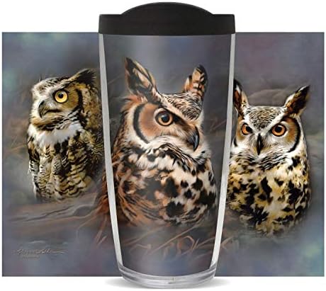 Owl Wildlife Wildlife 16 onças Térmicas Isolada Tumbler de caneca com tampa preta