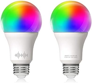 Helloify A19 Smart WiFi lâmpadas LED LED, RGBCW Multi-Color Mudança, quente a frio Dimmable, trabalhe com