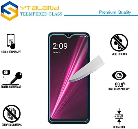 YTaland para o caso T-Mobile Revvl 6 5G, com 2 x Protetor de tela de vidro temperado. Capa de telefone protetora