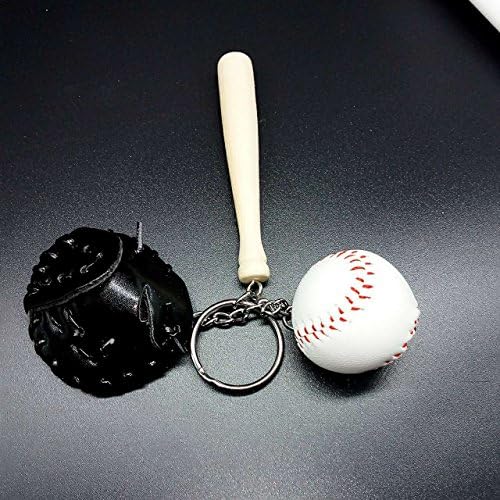 Keele Baseball Keychain para menino couro para homens, incluindo chapéu e morcego, presente