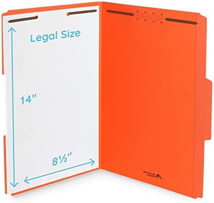 Blue Summit fornece pastas de arquivo de fixador de tamanho legal laranja, tamanho legal, pastas
