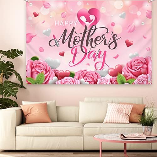 Feliz Dia das Mães Suprimentos da mãe da decoração de pano de fundo, obrigado Mom Photography Background Banner