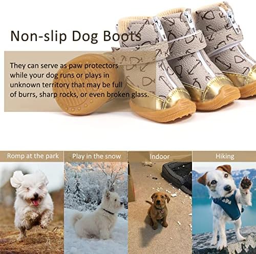 Sapatos de cachorro para botas de cães pequenos para calçadas de neve de inverno para pavimento quente para filhote com faixa refletiva anti -deslizamento de borracha 4pc -3#)