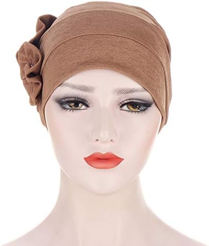 Seaintheson Beading India Hat for Women Muslim Ruffle Chemo Hat Feanie Wrap Cap