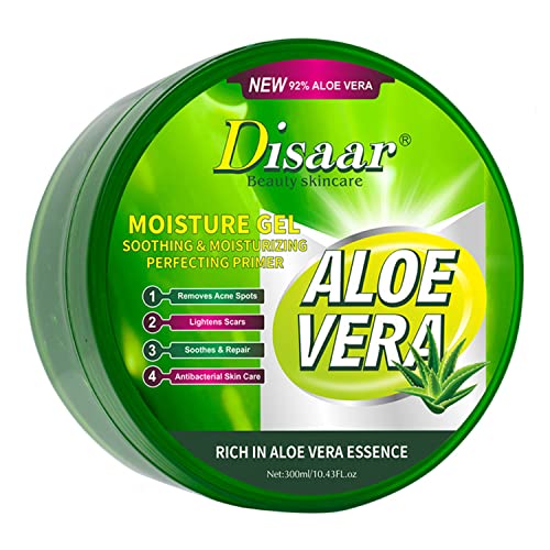 Disaar Beauty 92% Aloe vera hidratante em gel Spot Spot Repair Pontos de acne impede a pele áspera de 300ml/10.43fl.oz