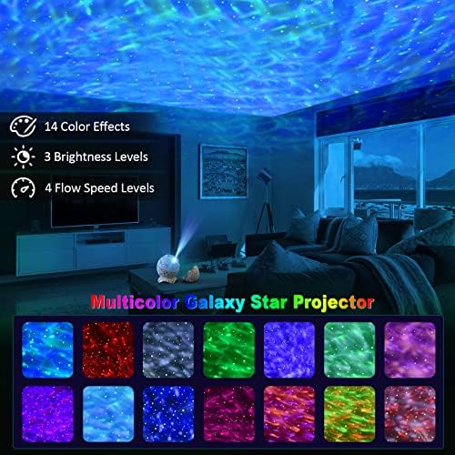Projector Star Galaxy Night Light Projector, Remote Control e White Noise Bluetooth, 14 cores Lumin LED LUZES NEBULA