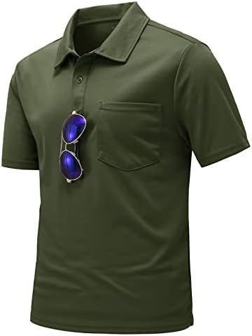 TBMPOY Camisas de pólo masculinas com bolso de bolso de manga curta Camisa de golfe ao ar livre de esportes