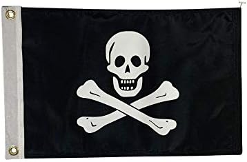 12x18 Jolly Roger Pirate Boat Bandle - Double sided All Weather Nylon & Reforced Fly End Stitching