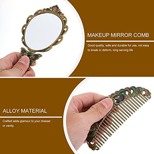 1 Definir pente de pente de espelho vintage Conjunto de pente de maquiagem portátil de maquiagem portátil para decorações