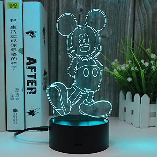 Ratos de mouse de Mickey Minnie Mouse Figuras Anime Figura 3D Luz noturna LED com Remoto 16 cores Mudança Dimmível