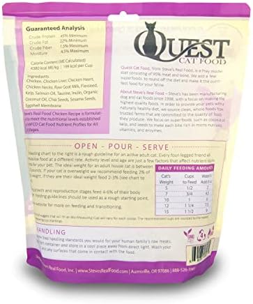 Real Food Quest de Steve Super Premium Freeze Seca Cat Food, Receita de frango, 10oz