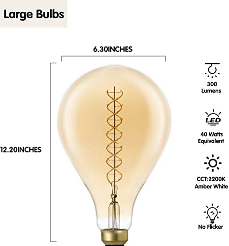 MVERIUD PS52 LED LED LED LED LUZ LUZ para luz pendente, 2200k Warm White, vidro âmbar, 300lm,