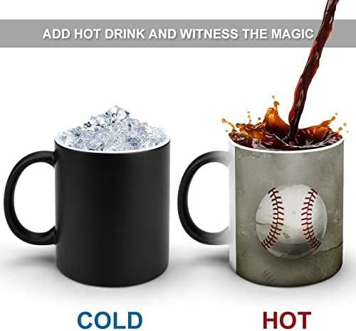 Vintage Baseball Style Creative Descoloration Creamic Coffee Cuplet Heat Mug Funny for Home Office