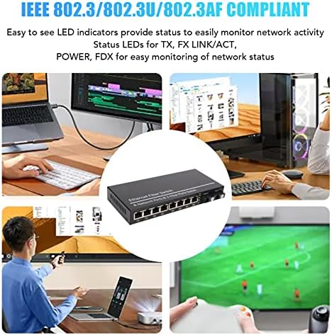 Switch de fibra Ethernet de Qinlorgo, RJ45 Port Ethernet Fiber Media Converter Plug and Play TX1310NM RX1550NM