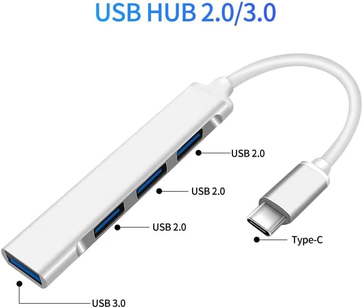 Hub USB C, 4 portas mini extensões de cubo, adaptador multitor USB C compatível com MacBook, iPad Pro,