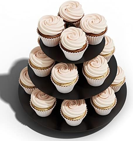 Torre de suporte de cupcakes, torre de cupcakes de felicidade, suporte de camada de cupcakes preto, suporte
