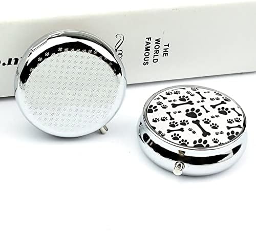 Caixa de comprimidos pata de cachorro impressão e osso redondo remédio para comprimido caixa portátil caixa de