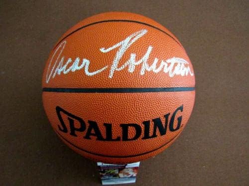 Oscar Robertson 64 MVP Milwaukee Bucks Hof assinado Auto NBA Game Basketball JSA - Basquete autografado