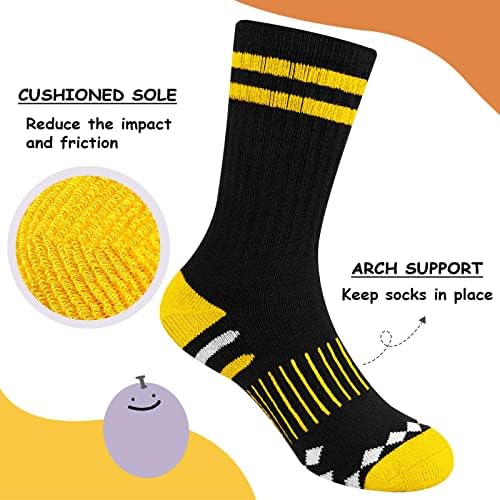 Comfoex Boys Crew Socks 4-6 6-8 8-10 anos de idade meias longas para crianças com meias de algodão