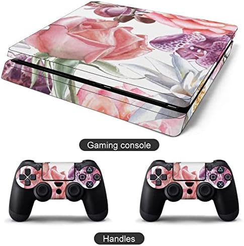 Aquarela Rose e Orquídea Lily PVC adesivo adesivo adesivo de protetor de pele para PS4 Pro/PS4 Slim