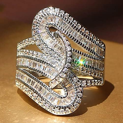 Casal Princess Cut Diamond Set Ring Fashion Luxury Women noivado Jóias de casamento anel com rosa