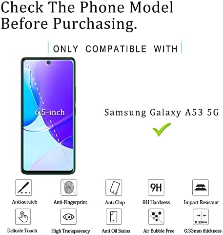 Protetor de tela Katin [2-PACK] para o vidro temperado de Samsung Galaxy A53 5g, suporta o leitor de