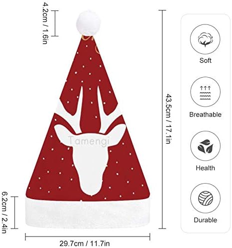 Chapéu de Papai Noel de Natal, Capéu de férias de Xmas de Elk Branco para Adultos, Unisex Comfort