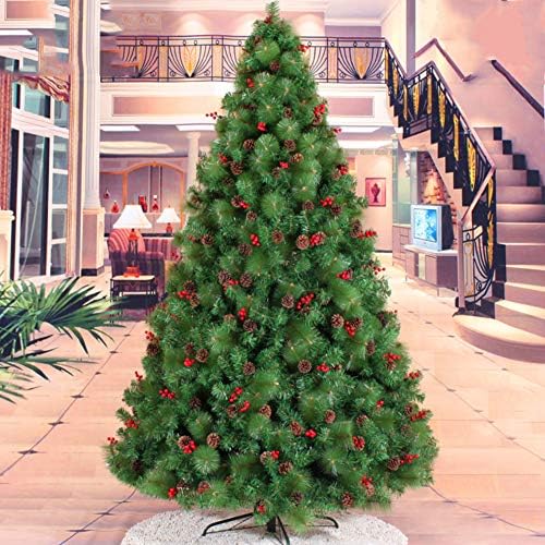 Dulplay decorada Árvore de Natal Artificial Decorada com Fir Ande de Espalhos com Pinecone Tree Metal Stand para férias sazonais 7,8 pés