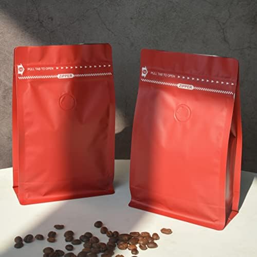 50 Sacos de café vermelhos de 12 onças com revestimento de alumínio, bolsas de café de alta barreira