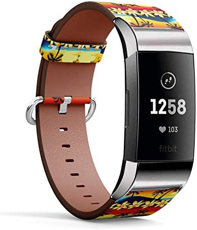 Compatível com Fitbit Charge 3 e 3 SE - Banda de acessório de pulseira de pulseira de couro
