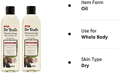 Dr. Teal Hidratante Bath & Body Oil umidade de 2 pacote + Manteiga de karité ultra rica e óleo essencial.
