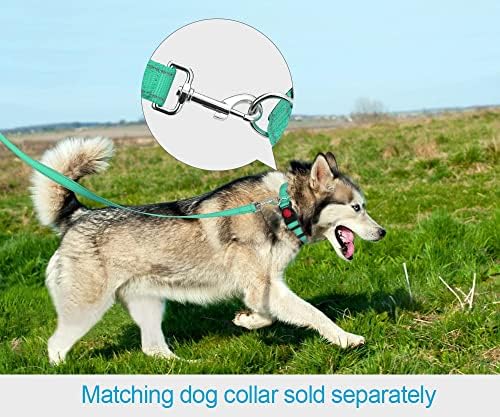 Taglory nylon cão coleira 6 pés, alça macia e acolchoada colares refletivos para cães grandes médios andando