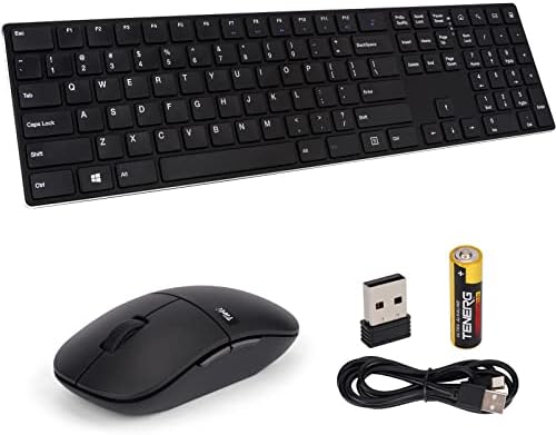 Teclado sem fio e mouse combinar, teclado recarregável sem fio Tieti KM01R 2.4G, teclado USB