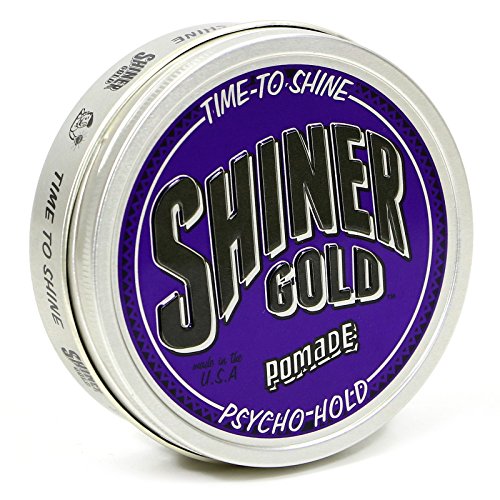 Shiner Gold Psycho Hold Pomade | Extreme espera | Alto brilho | À base de água | Perfume de coco, 4oz
