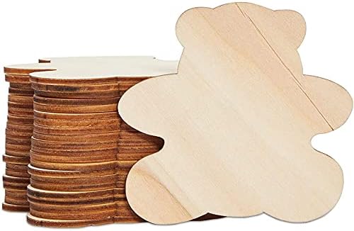 Juvale 24 Pack de madeira de pelúcia de madeira recortes para artesanato, peças de madeira inacabadas