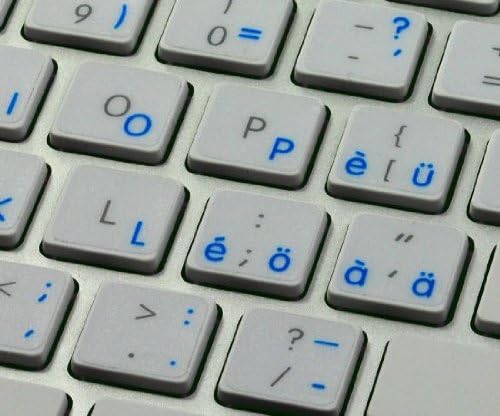 Layout de etiquetas suíços para o teclado Bunco transparente de letras azuis para desktop, laptop e