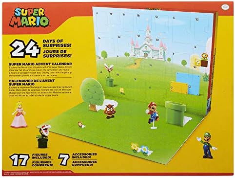 Super Mario Nintendo Advento Calendário Calendário de Natal com 17 figuras de ação de 2,5 ”articuladas