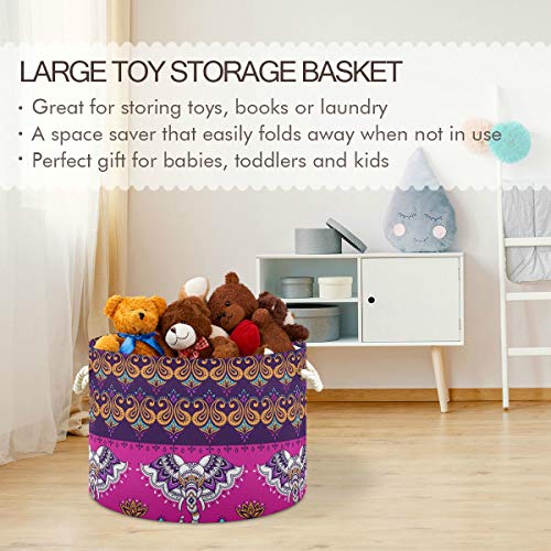 BOHO Padrão Toy Toy Horting Round Canvas Organizador Bin Storage Bin impermeabilizado para crianças Rousista de