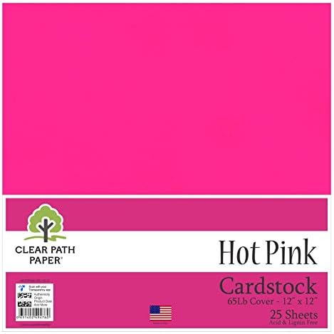 Pacote - 2 itens de cartolina - Cotton Candy Pink - 12 x 12 polegadas - 65 lb capa; Rosa quente