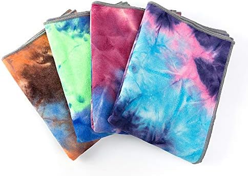 Asdfgh tie-dye com toalhas de ioga de silicone anti-deslizamento, toalha de ioga de yoga absorvente
