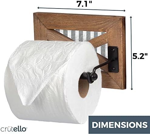 Suporte de papel higiênico da fazenda Crutello com apoio galvanizado para banheiro - suporte rústico de rolagem